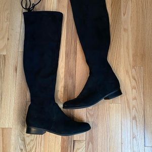 Faux suede high rise boots